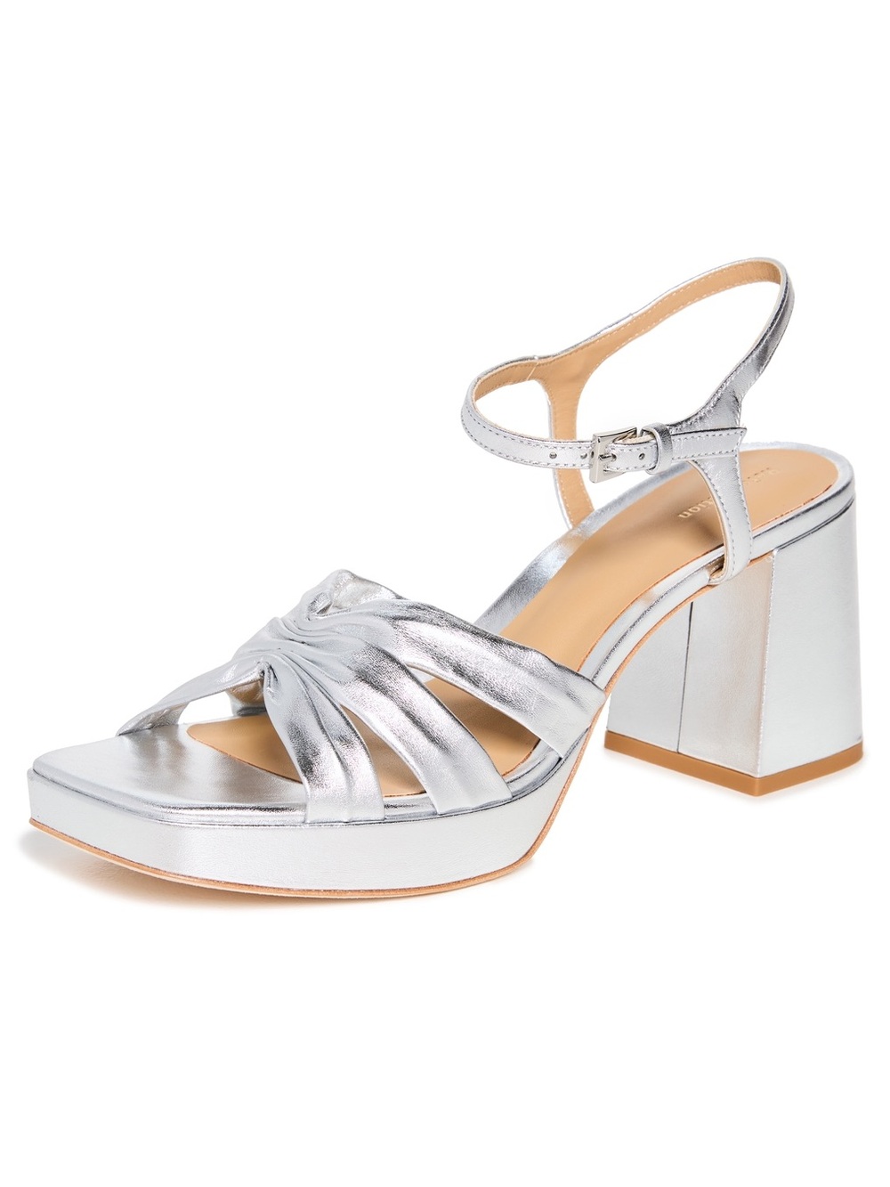 Reformation Maize Platform Heeled Sandals - Silver - 7